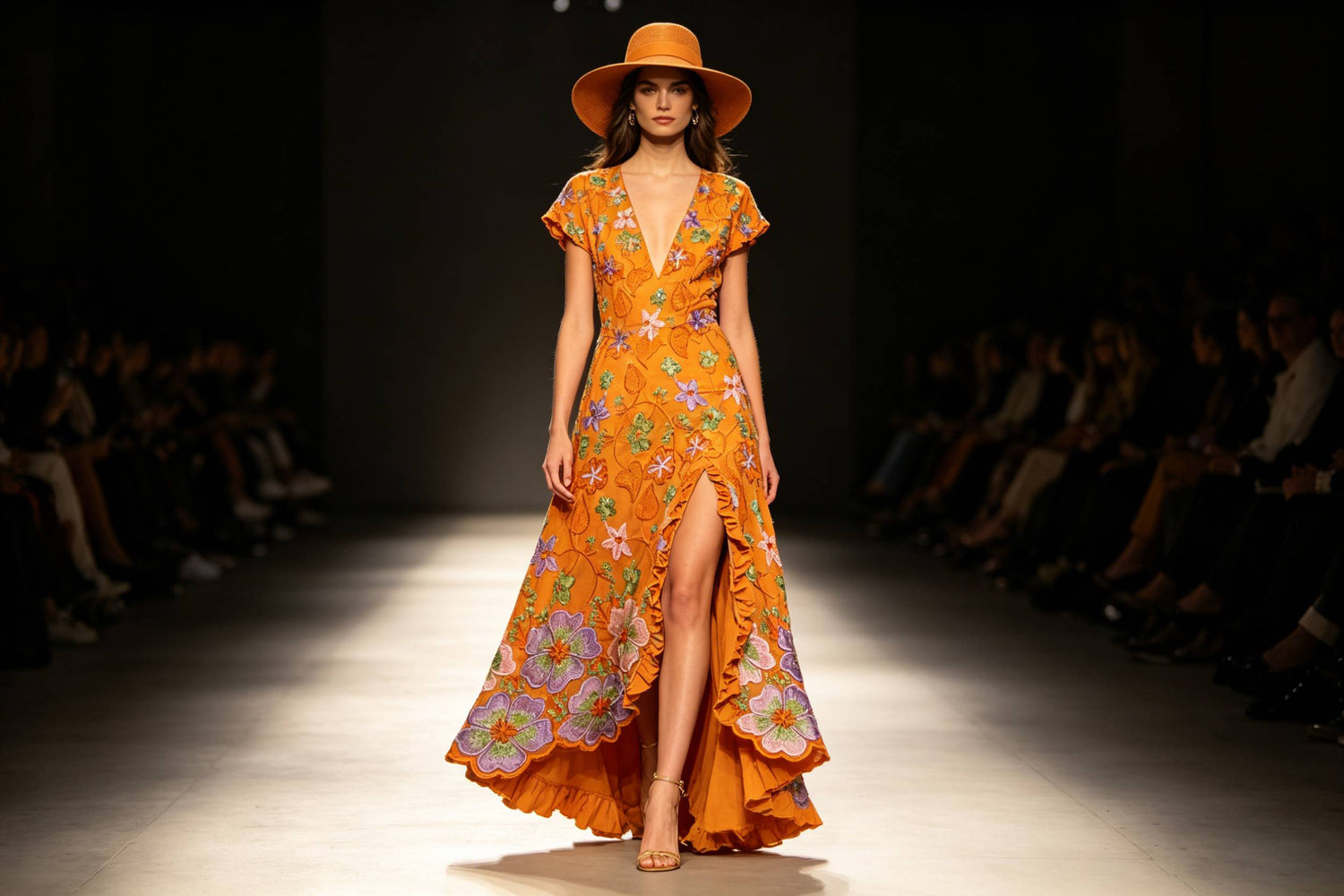 Vibrant Orange Cotton Voile Swiss Lace Fabric: A Bold Choice for Modern Dress Design