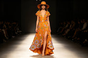 Vibrant Orange Cotton Voile Swiss Lace Fabric: A Bold Choice for Modern Dress Design