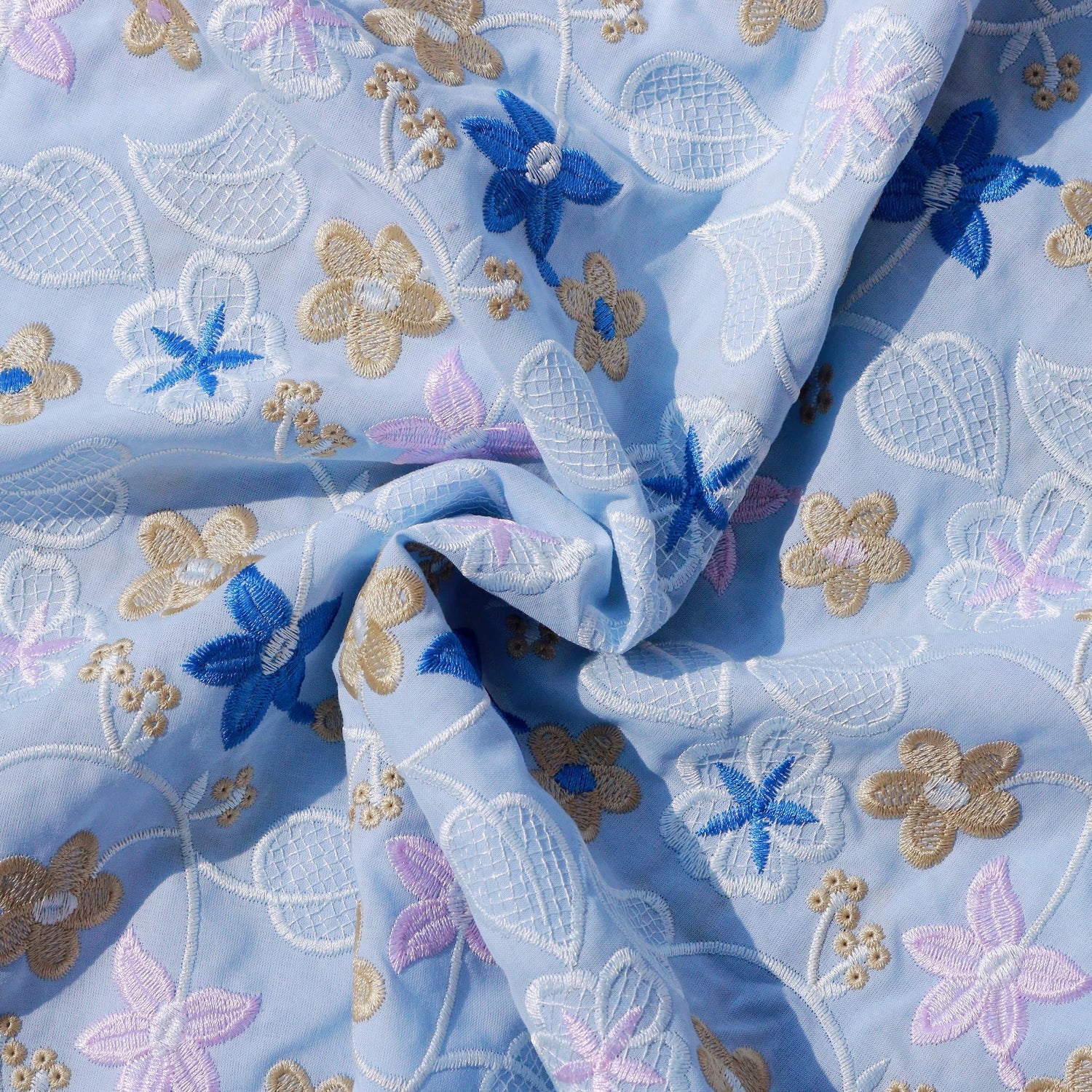 Soft Blue Cotton Voile Swiss Lace Fabric: How Designers Use It for Elegant and Lightweight Dressmaking