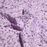 Light purple Cotton Voile Swiss Lace Fabric With Crystal Blazelace