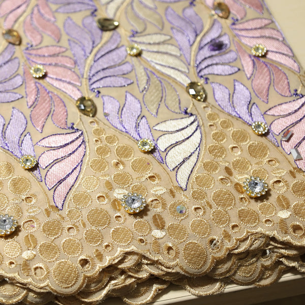 Yellow Light Purple Patchwork With Crystal Fabric Blazelace
