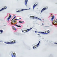 Flower African Cotton Voile With Cystal Swiss Lace Tulle Embroidery lace Blazelace