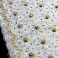Shiny Cotton Voile Flower Purple Swiss Lace Fabric With Crystal Blazelace