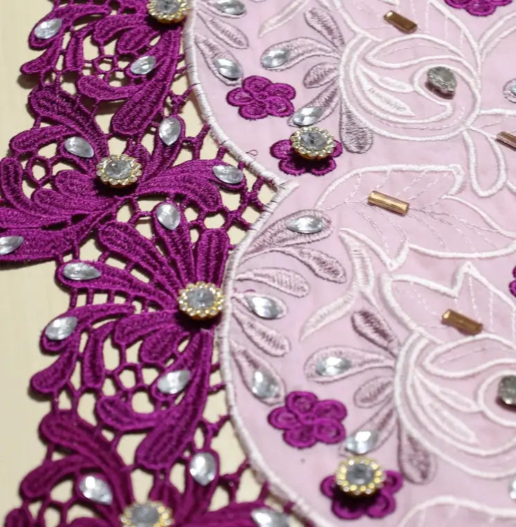 Luxury Bridal Premium with Glittering Crystal Stone Beaded Lace Fabric Blazelace