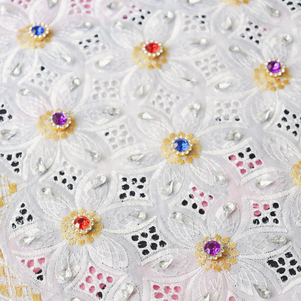 Swiss Lace With Colorful Crystal For Party Wedding Blazelace