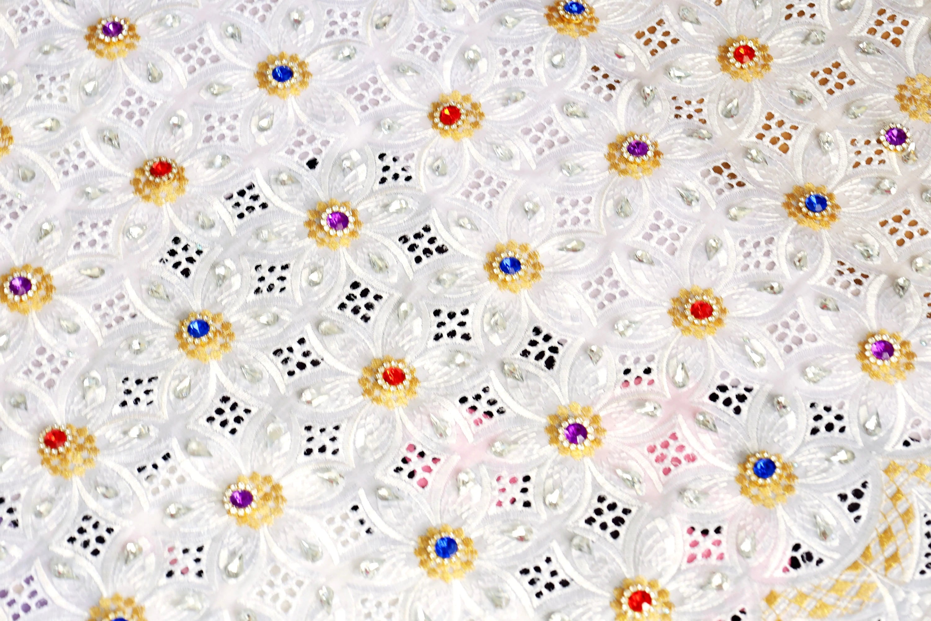 Swiss Lace With Colorful Crystal For Party Wedding Blazelace