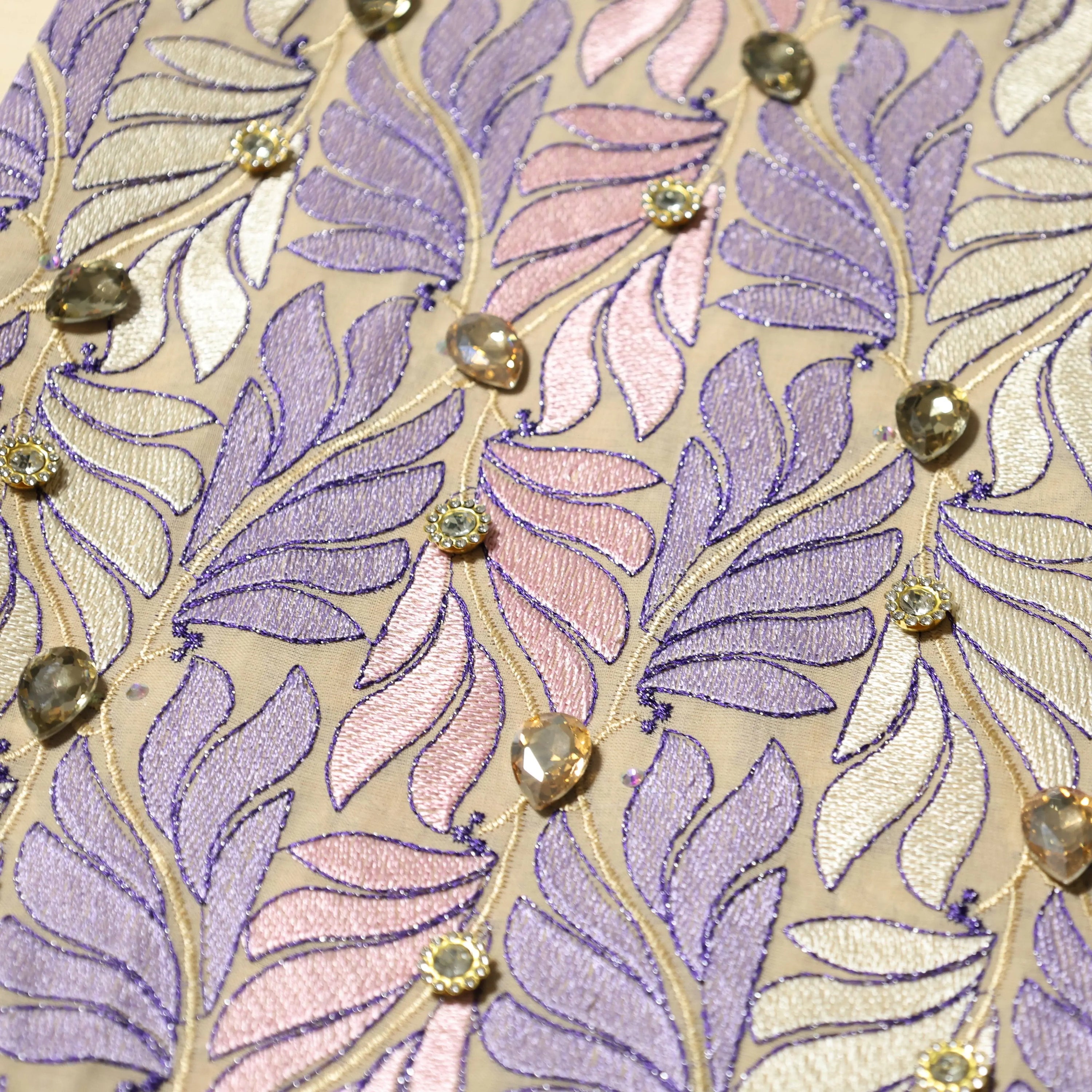 Yellow Light Purple Patchwork With Crystal Fabric Blazelace