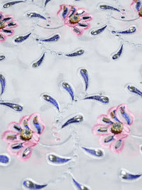 Flower African Cotton Voile With Cystal Swiss Lace Tulle Embroidery lace Blazelace