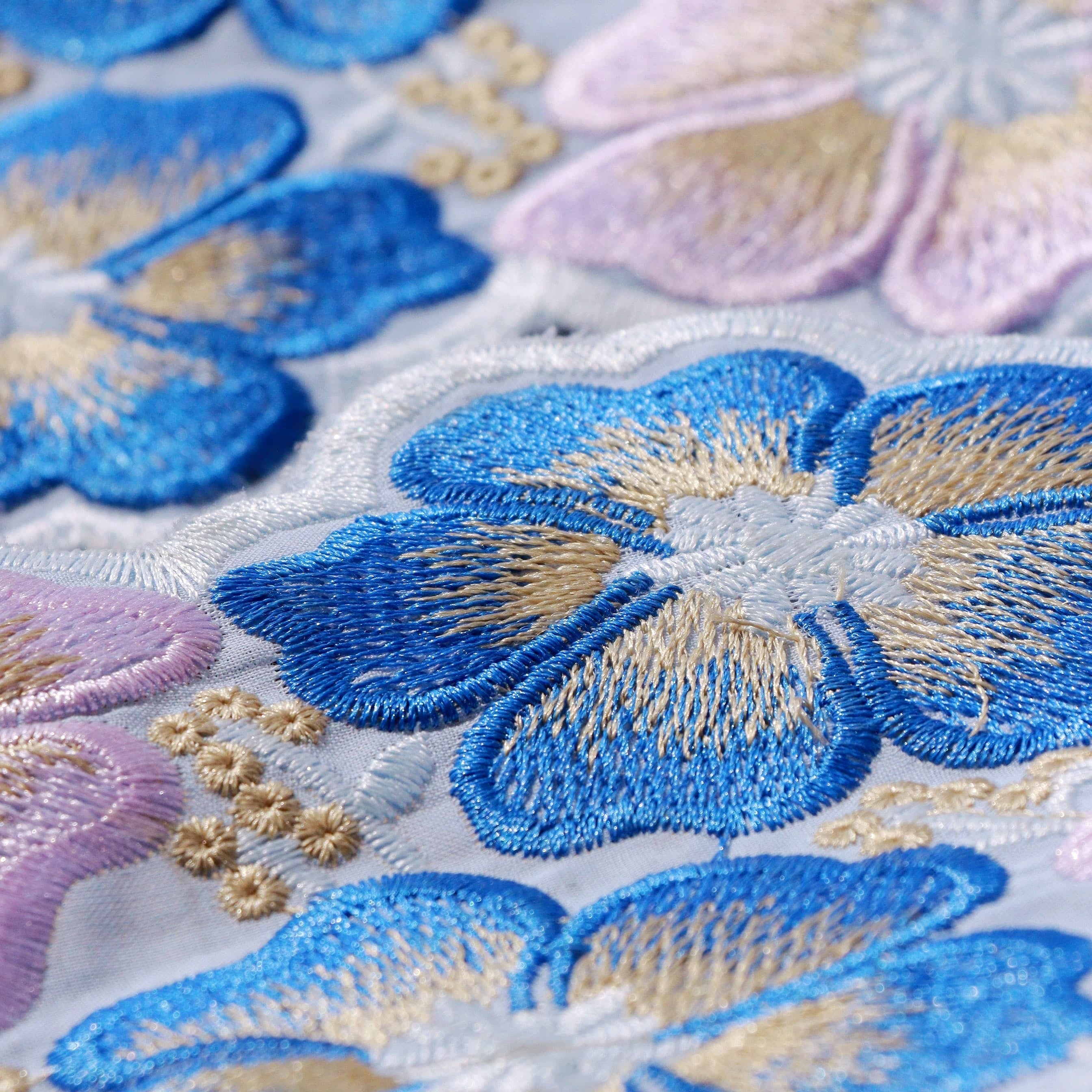 Soft Blue Cotton Voile Swiss Lace Floral Embroidered Guipure Lace Fabric – Perfect for Party & Wedding Blazelace