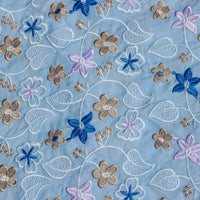 Soft Blue Cotton Voile Swiss Lace Floral Embroidered Guipure Lace Fabric – Perfect for Party & Wedding Blazelace