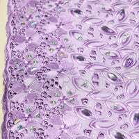 Light purple Cotton Voile Swiss Lace Fabric With Crystal Blazelace