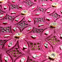 Shiny Cotton Voile Flower Purple Swiss Lace Fabric With Crystal Blazelace