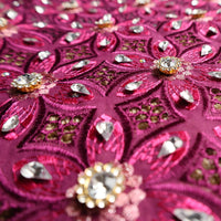 Shiny Cotton Voile Flower Purple Swiss Lace Fabric With Crystal Blazelace