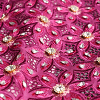 Shiny Cotton Voile Flower Purple Swiss Lace Fabric With Crystal Blazelace
