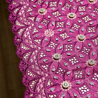 Shiny Cotton Voile Flower Purple Swiss Lace Fabric With Crystal Blazelace