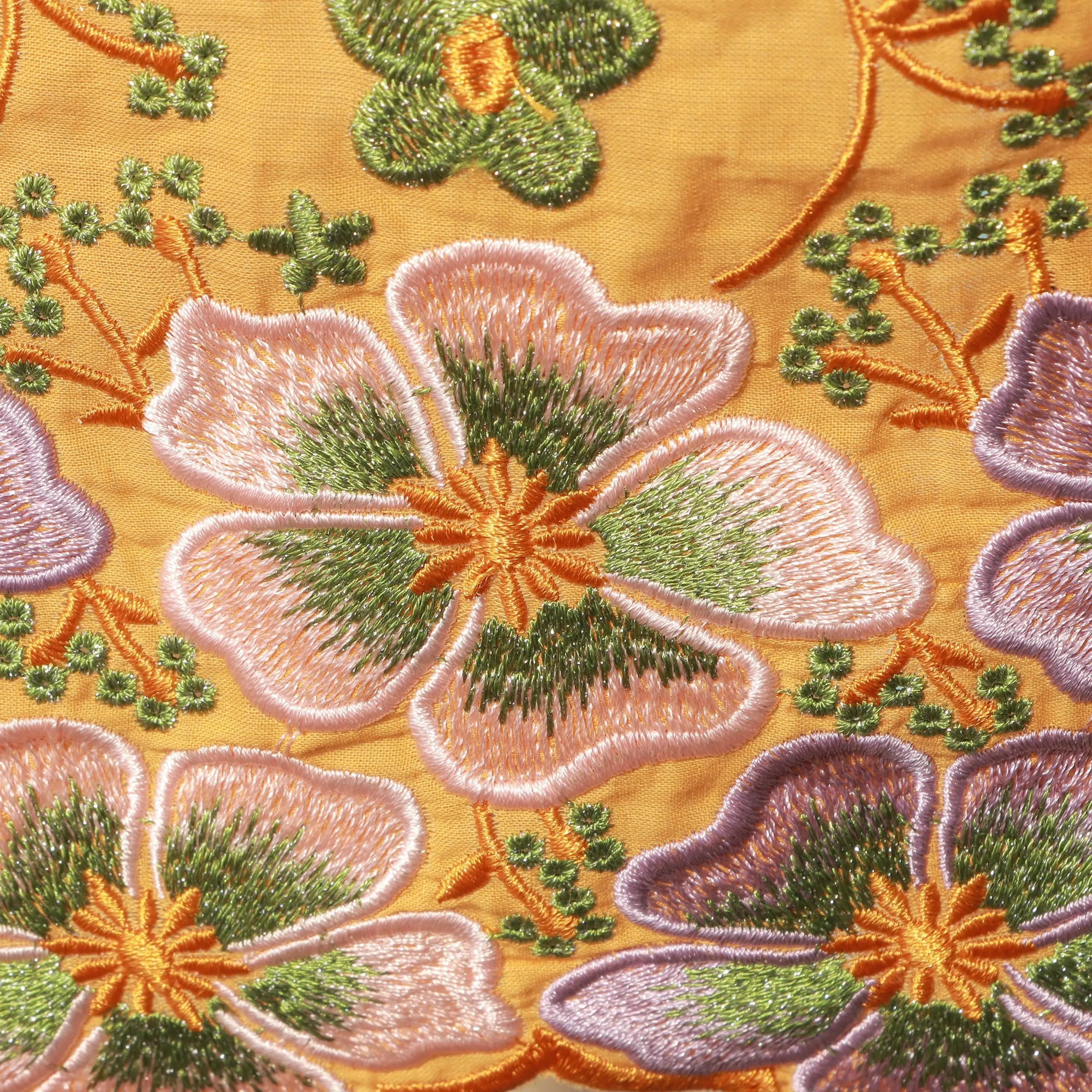 Vibrant Orange Cotton Voile Swiss Lace Floral Embroidered Guipure Lace Fabric – Perfect for Party & Wedding Blazelace